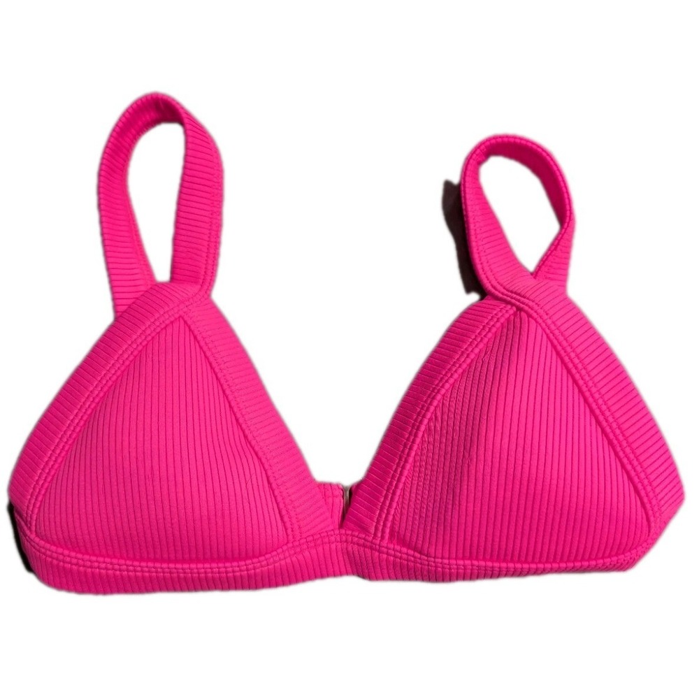 ONEONE Bikini Top Womens Small Pink Ribbed Triangle Swim Top Adjustable Straps